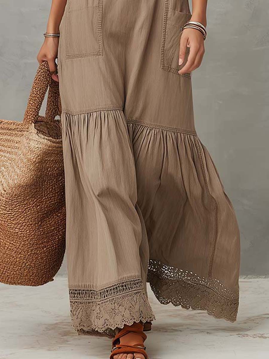 AGATA - ABITO LUNGO BOHO CON BOTTONI E ORLO IN PIZZO