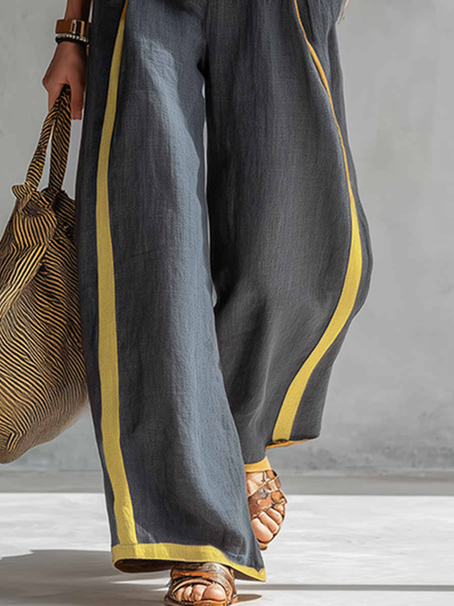 GEMMA - COMPLETO TOP E PANTALONE CON PROFILI A CONTRASTO