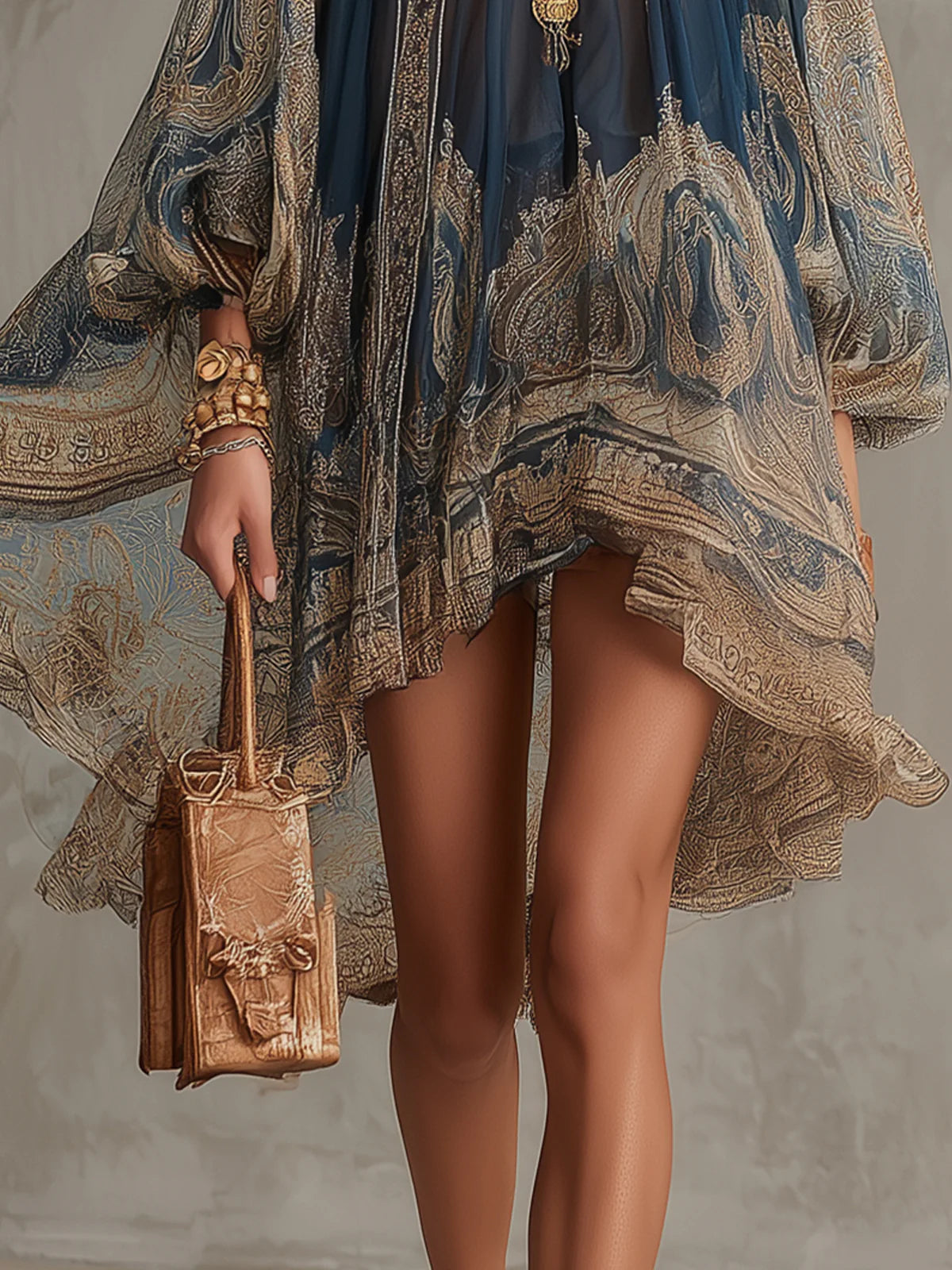 ARABELLA - ABITO CAPE CON STAMPA PAISLEY E COLLO ALTO