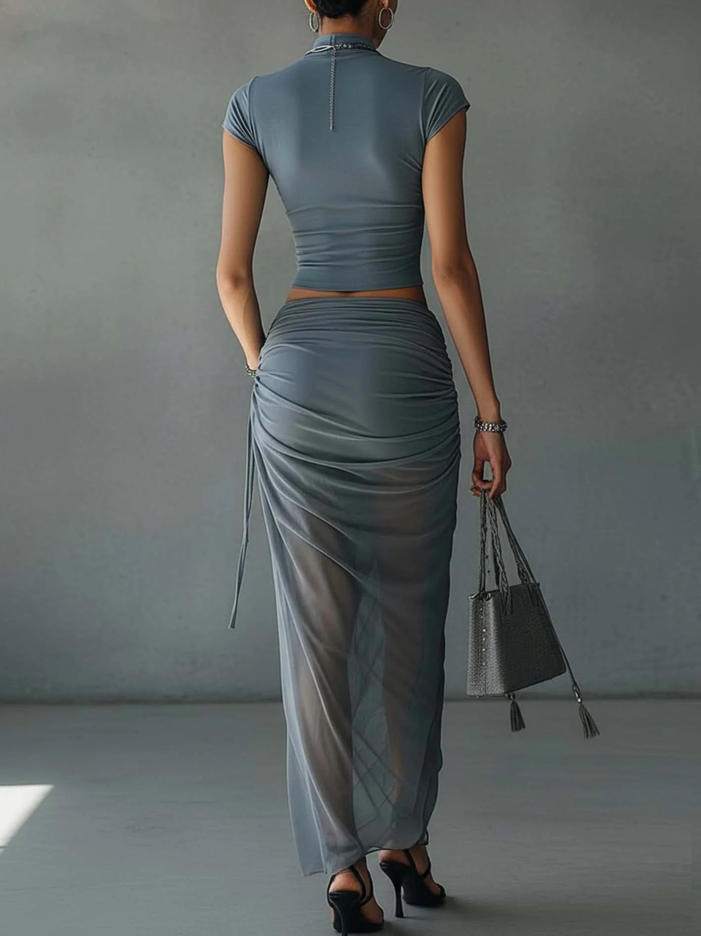 LUNA - COMPLETO CROP TOP E GONNA DRAPPEGGIATA