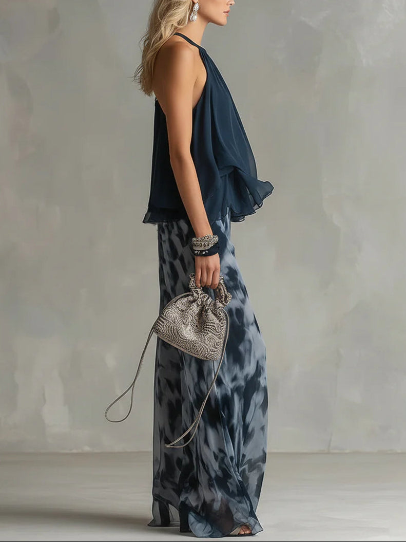 ROSSANA - COMPLETO TOP CON VOLANT E PANTALONE TIE-DYE