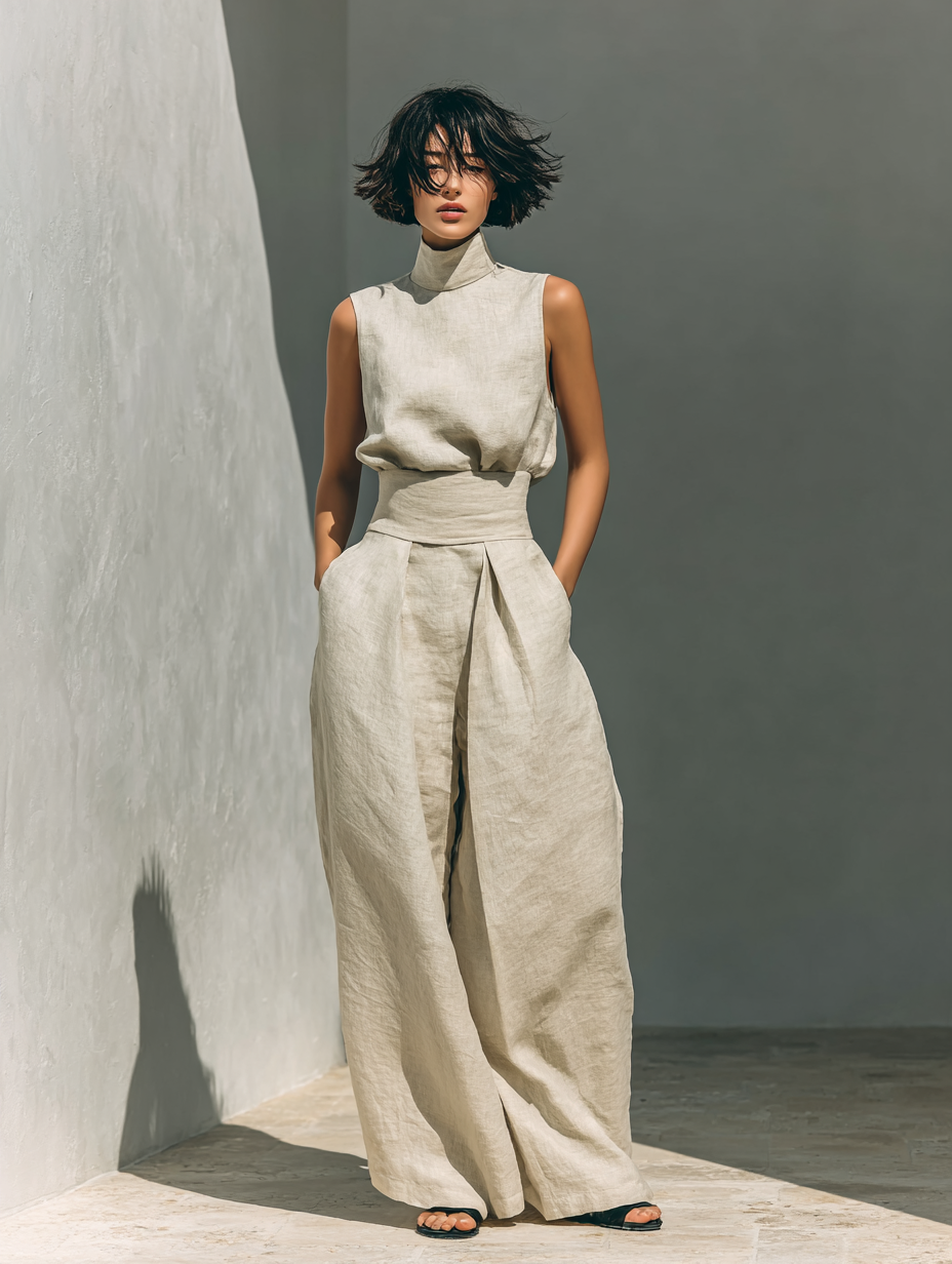 CHIARA - COMPLETO CON COLLO ALTO E PANTALONE A PALAZZO