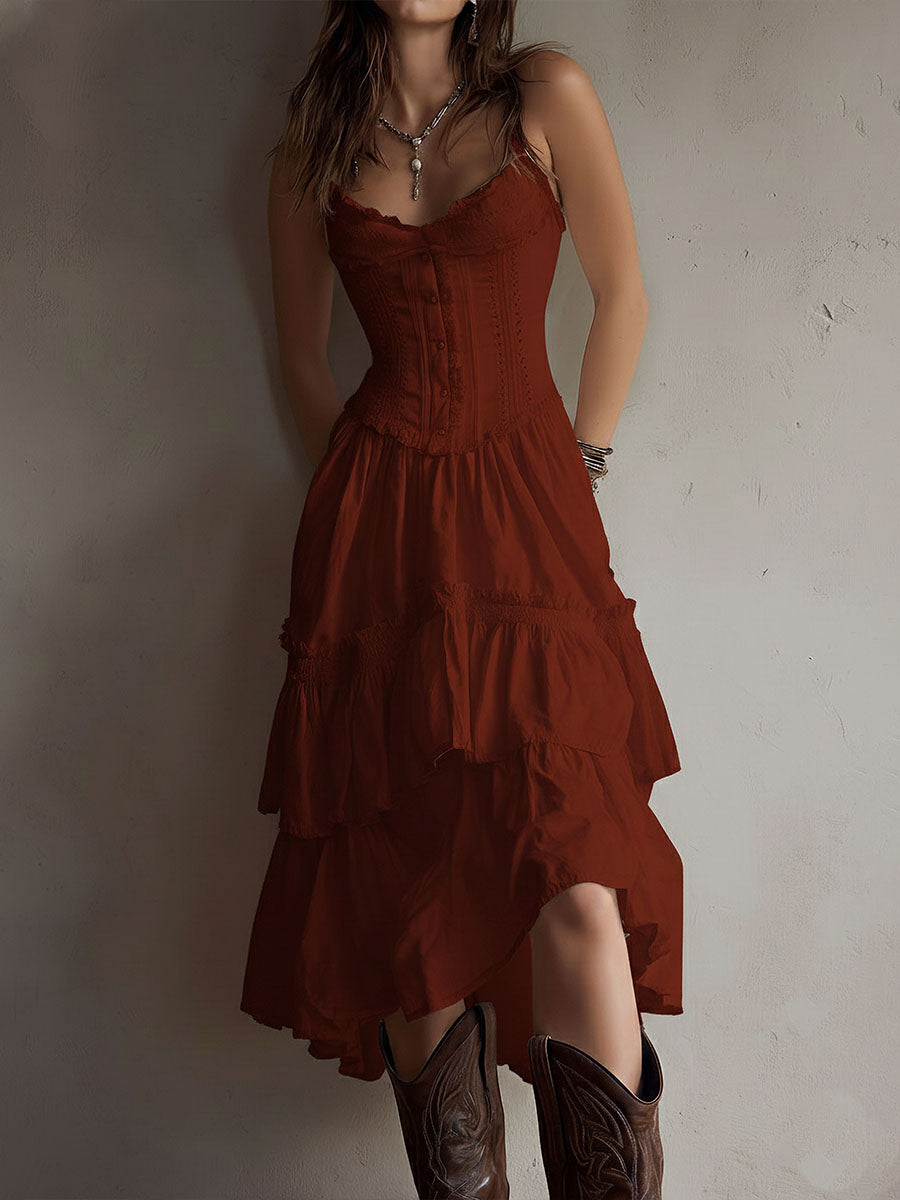 BIANCA - ABITO CORSETTO CON GONNA A BALZE