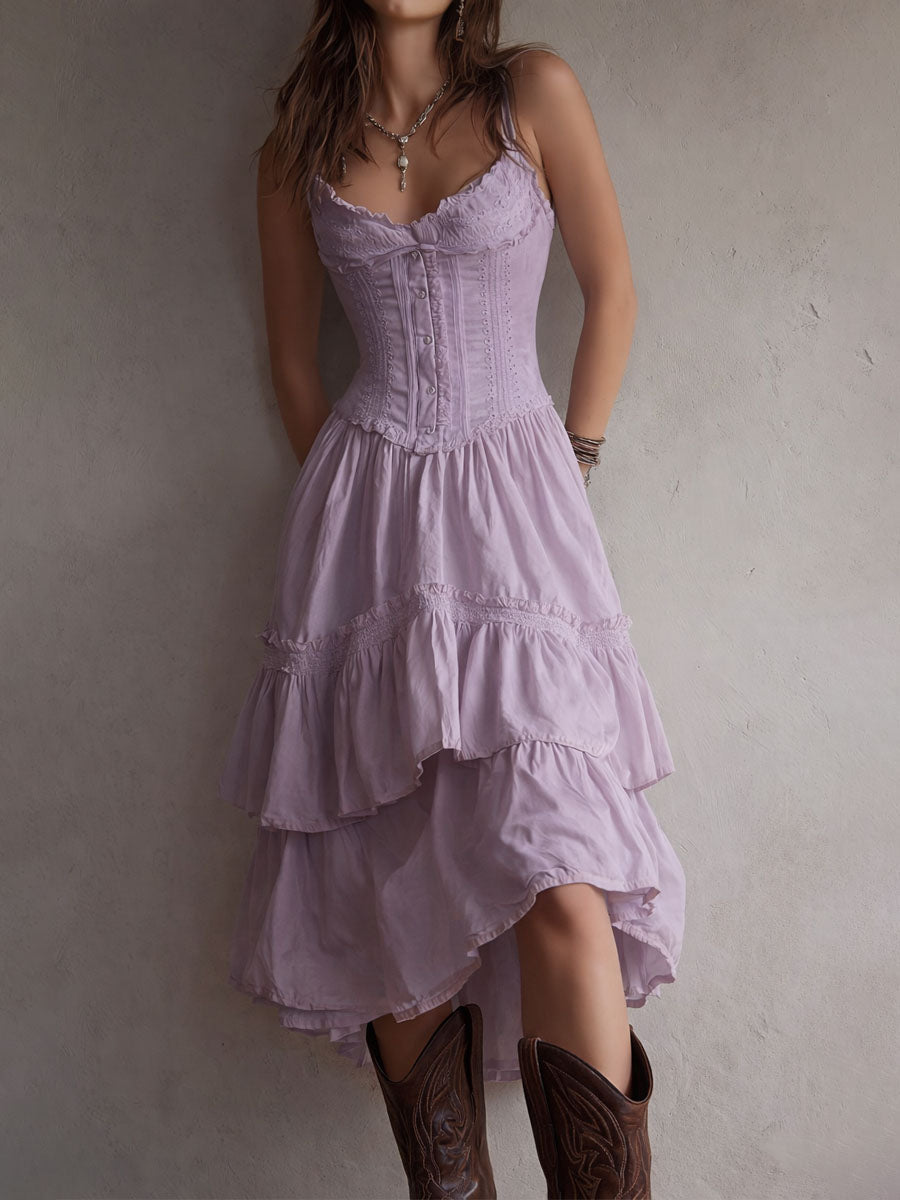 BIANCA - ABITO CORSETTO CON GONNA A BALZE
