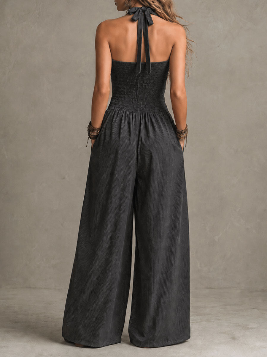 MIRIAM - TUTA PALAZZO CHIC CON SPALLINE INCROCIATE