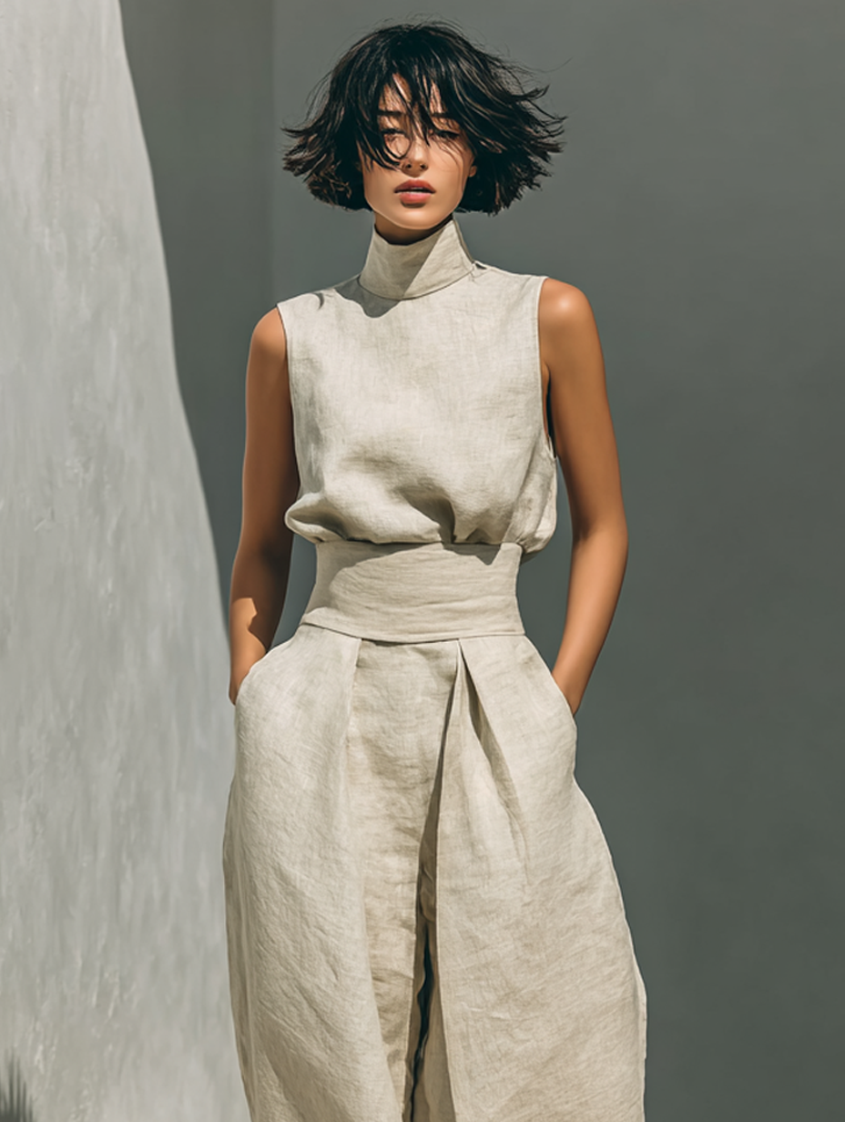 CHIARA - COMPLETO CON COLLO ALTO E PANTALONE A PALAZZO