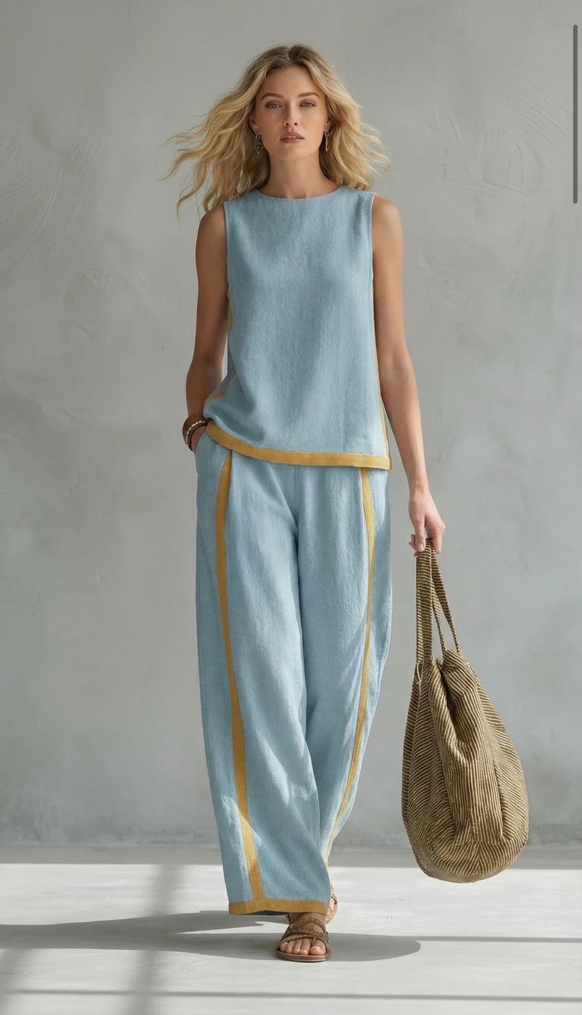 GEMMA - COMPLETO TOP E PANTALONE CON PROFILI A CONTRASTO