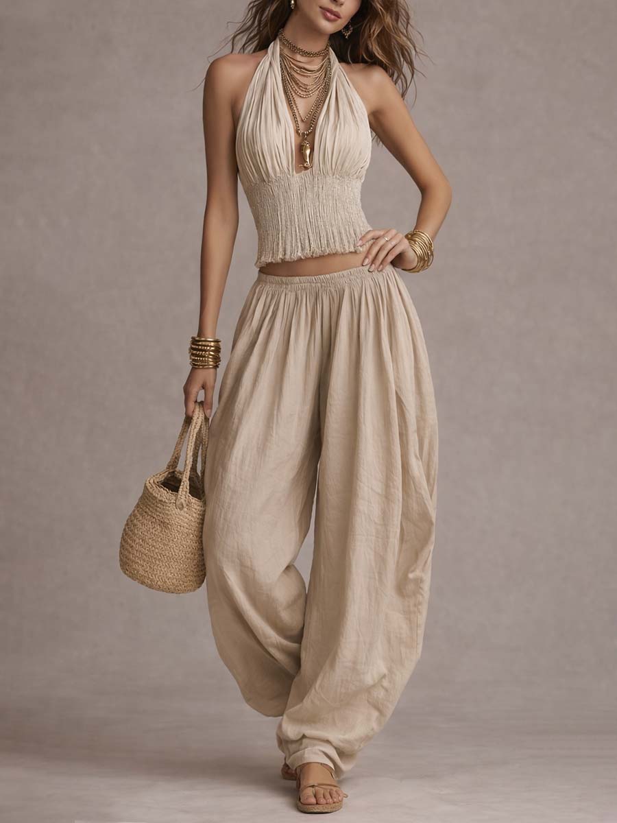 SOFIA - COMPLETO TOP ALL'AMERICANA E PANTALONE HAREM