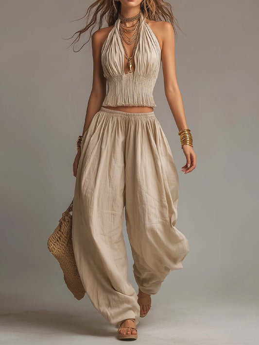 SOFIA - COMPLETO TOP ALL'AMERICANA E PANTALONE HAREM