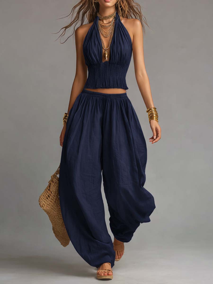 SOFIA - COMPLETO TOP ALL'AMERICANA E PANTALONE HAREM