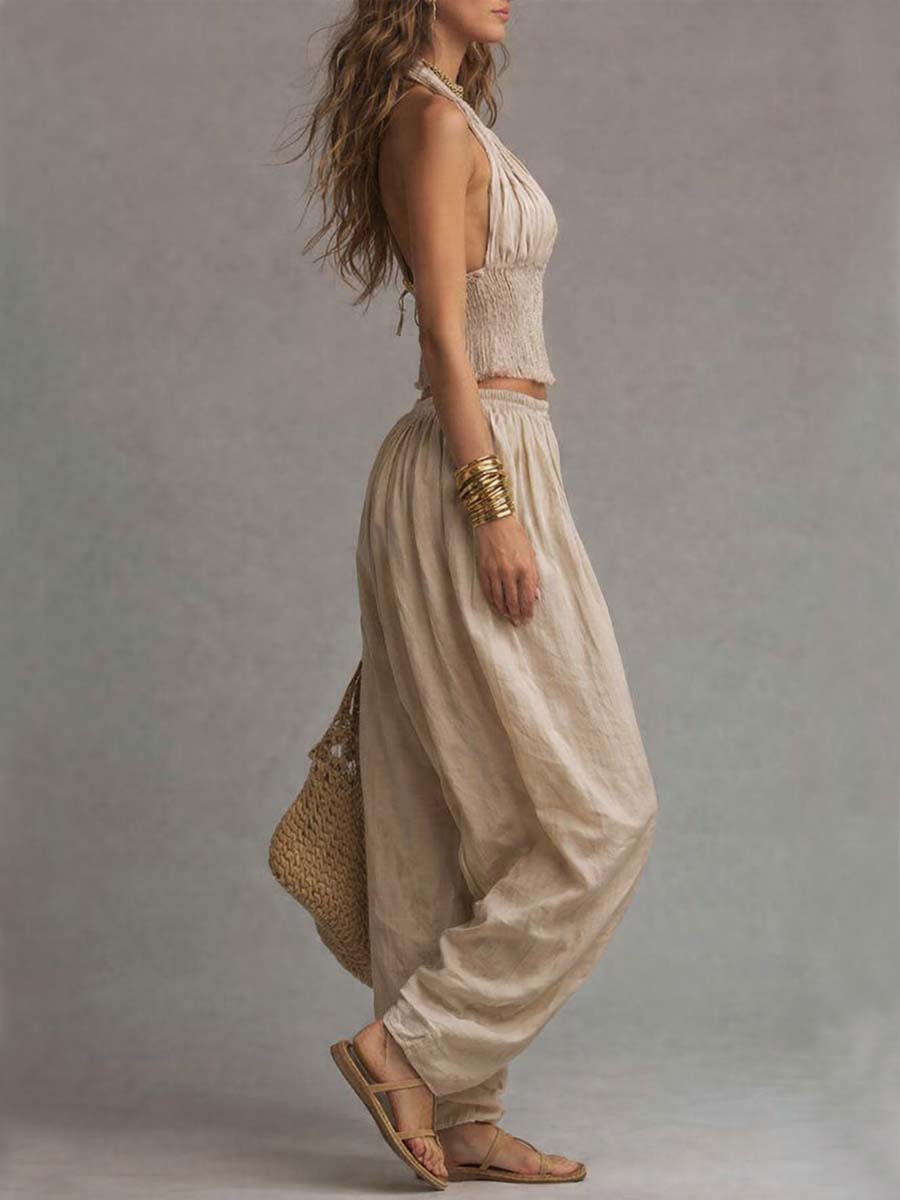 SOFIA - COMPLETO TOP ALL'AMERICANA E PANTALONE HAREM