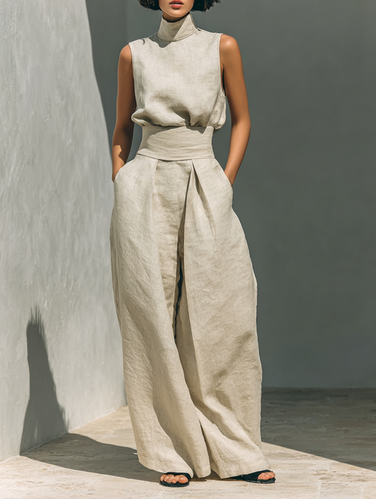 CHIARA - COMPLETO CON COLLO ALTO E PANTALONE A PALAZZO