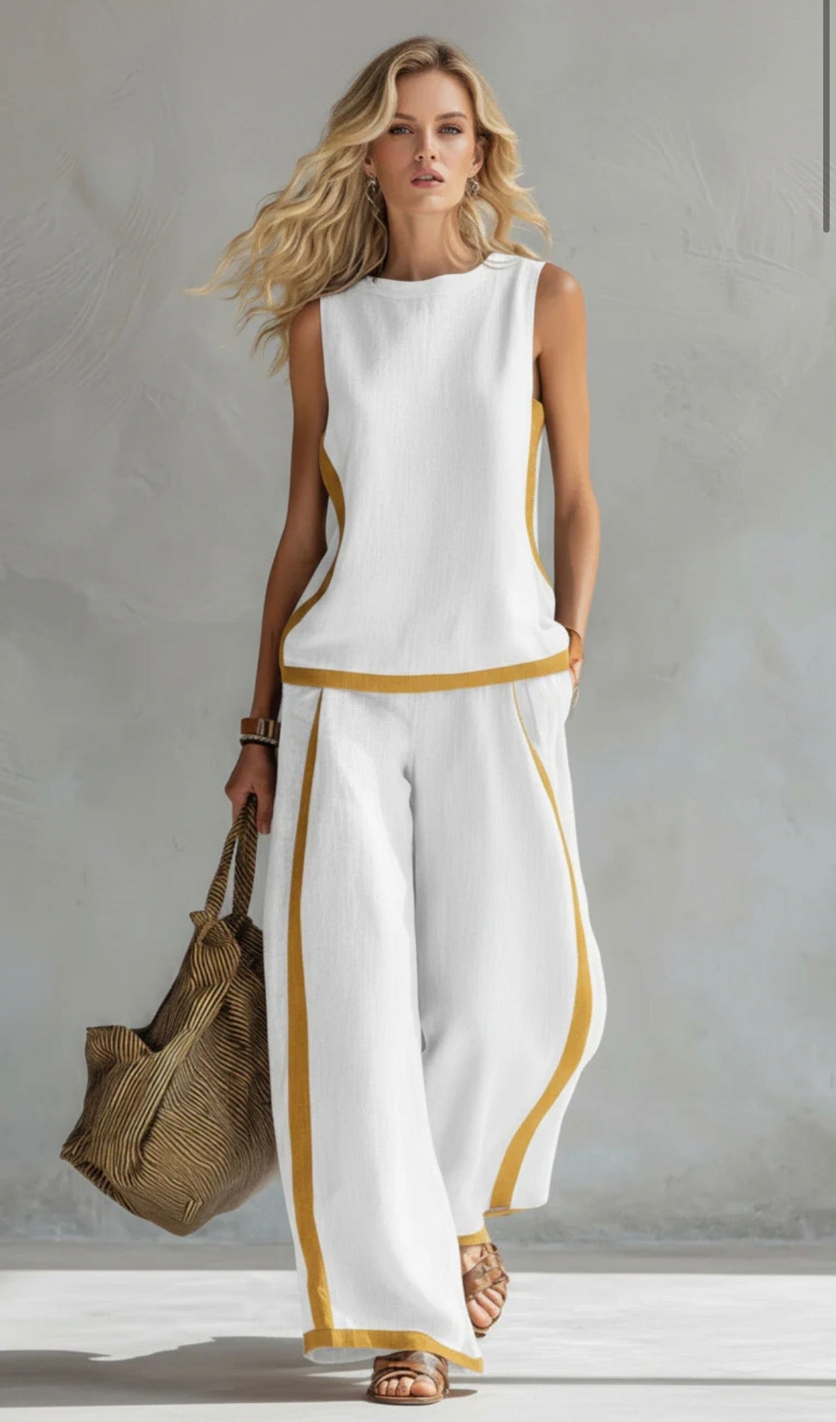 GEMMA - COMPLETO TOP E PANTALONE CON PROFILI A CONTRASTO