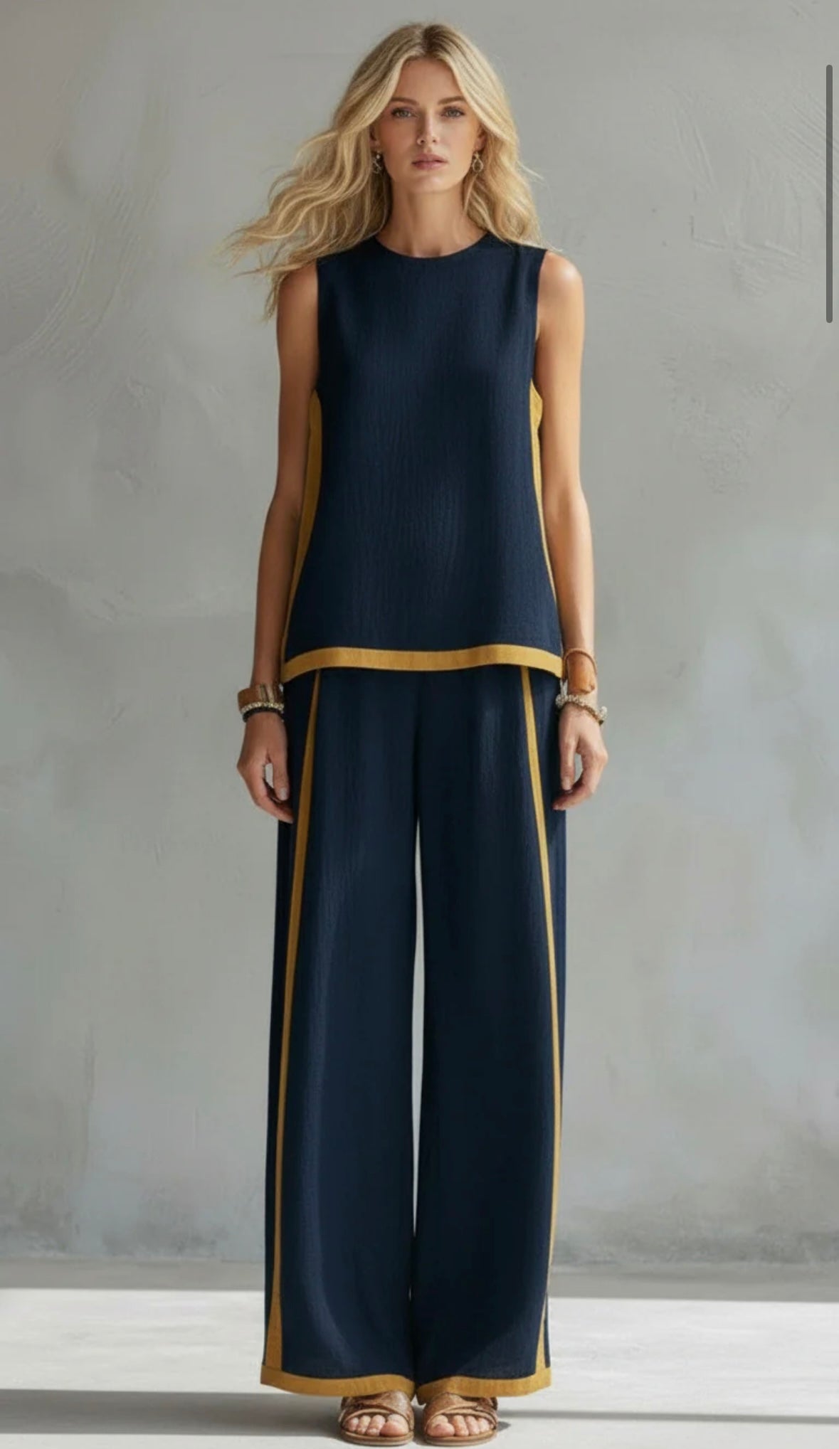 GEMMA - COMPLETO TOP E PANTALONE CON PROFILI A CONTRASTO