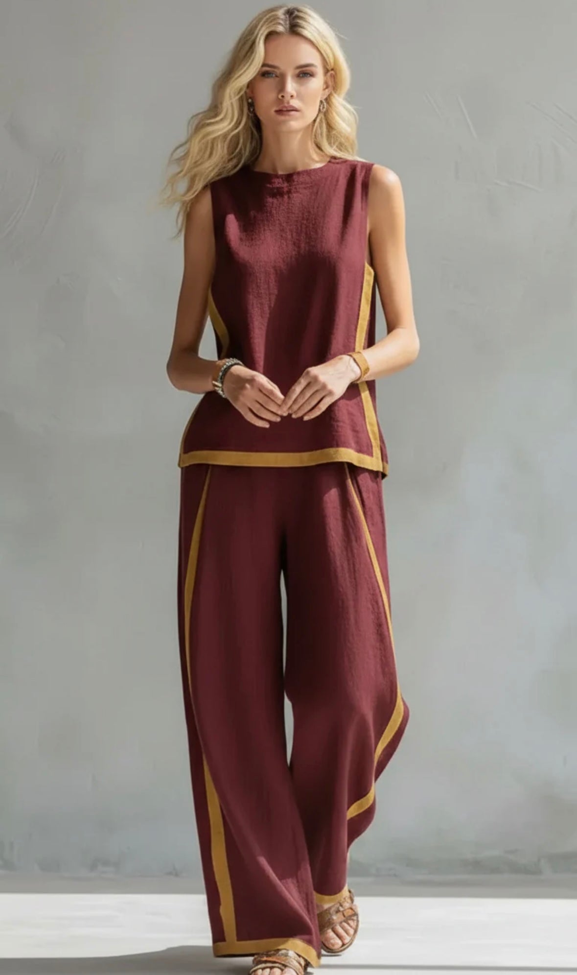 GEMMA - COMPLETO TOP E PANTALONE CON PROFILI A CONTRASTO