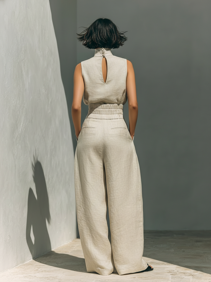 CHIARA - COMPLETO CON COLLO ALTO E PANTALONE A PALAZZO