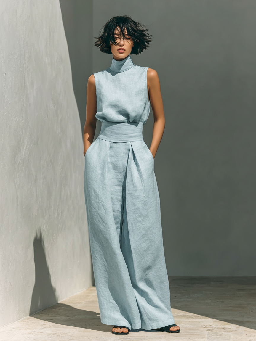 CHIARA - COMPLETO CON COLLO ALTO E PANTALONE A PALAZZO