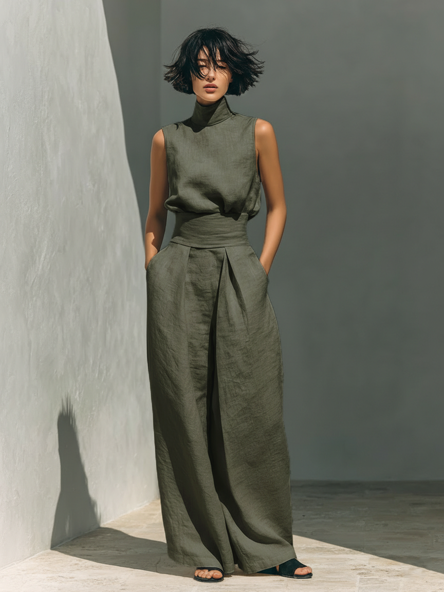 CHIARA - COMPLETO CON COLLO ALTO E PANTALONE A PALAZZO