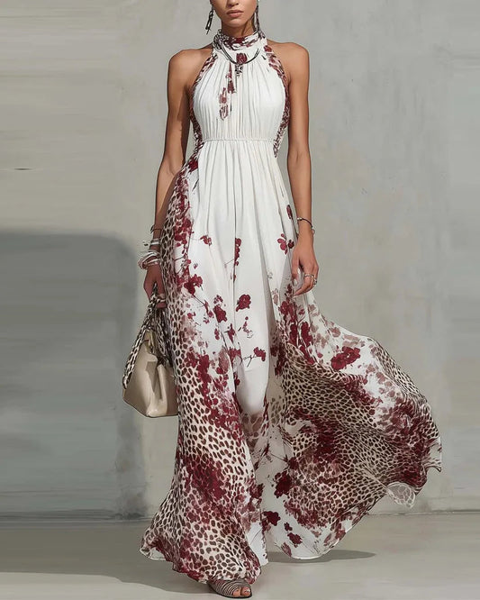 RENATA - ABITO LUNGO CON STAMPA FLOREALE E ANIMALIER