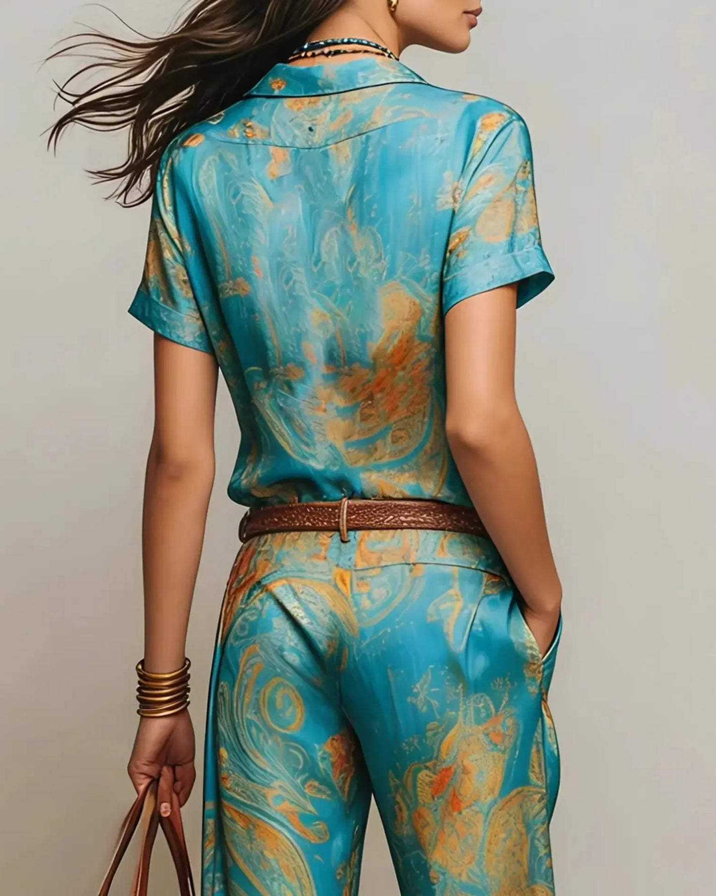 TIZIANA - COMPLETO BOHO VINTAGE CON STAMPA PAISLEY E PANTALONE PALAZZO
