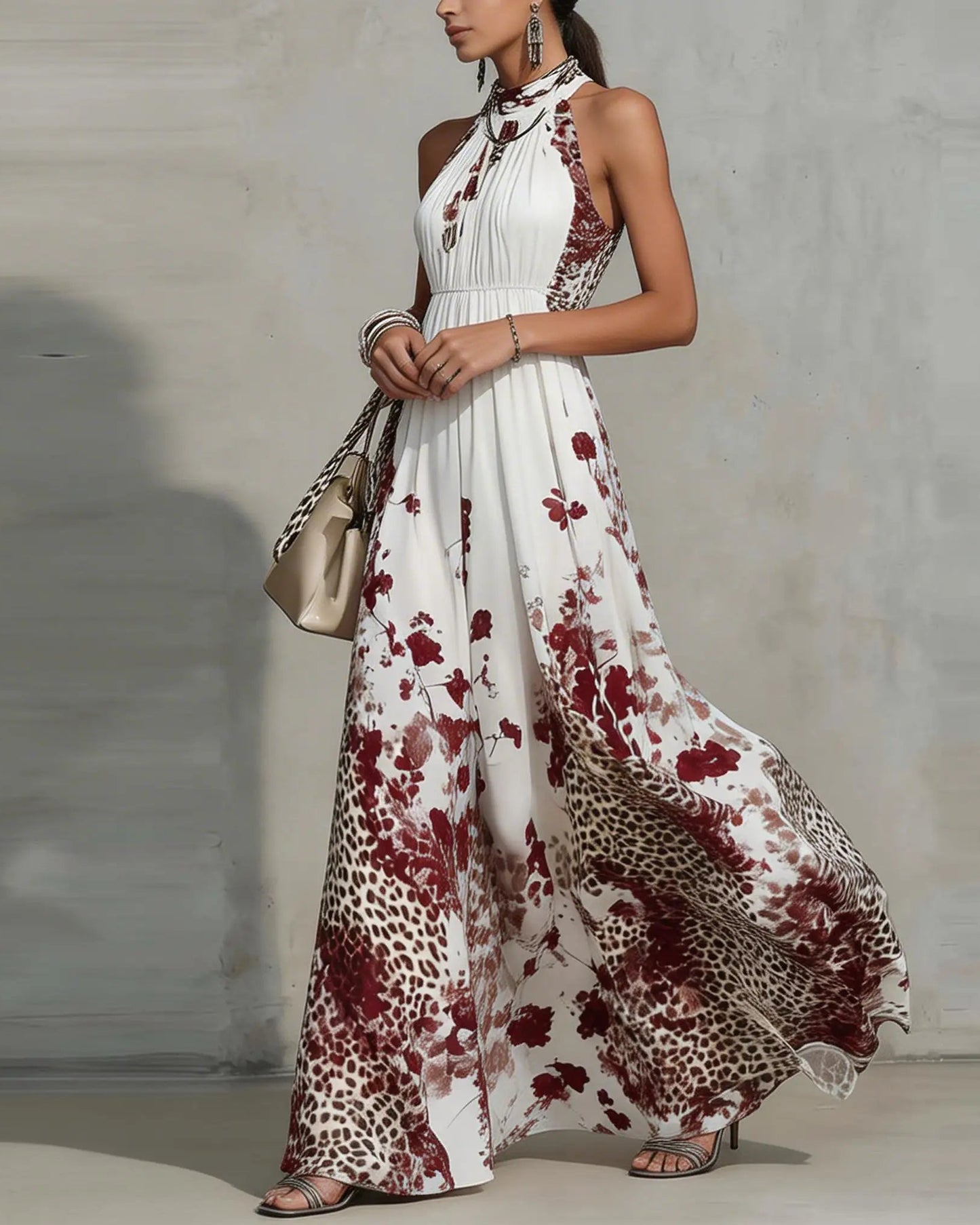 RENATA - ABITO LUNGO CON STAMPA FLOREALE E ANIMALIER