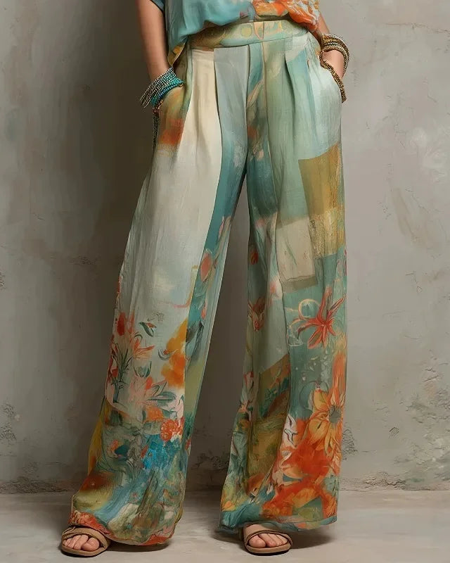 VIVIANA - COMPLETO BOHO CHIC CON STAMPA ACQUERELLO