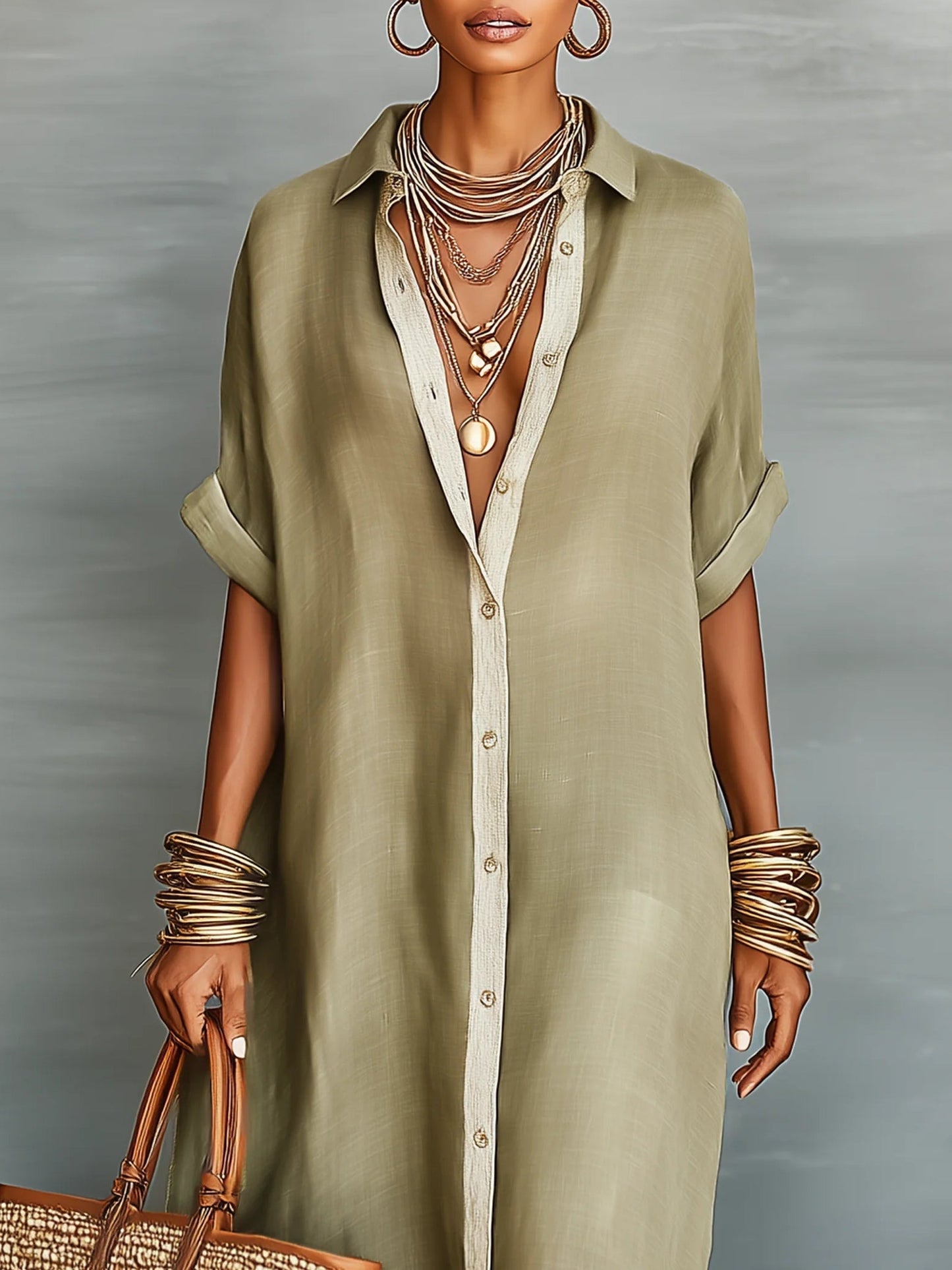ELENA - ABITO CAMICIA LUNGO CON BOTTONI
