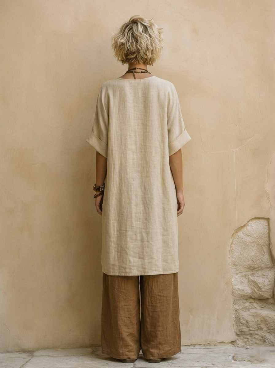 TEODORA - COMPLETO ETNICO BOHO CON KIMONO E PANTALONE PALAZZO