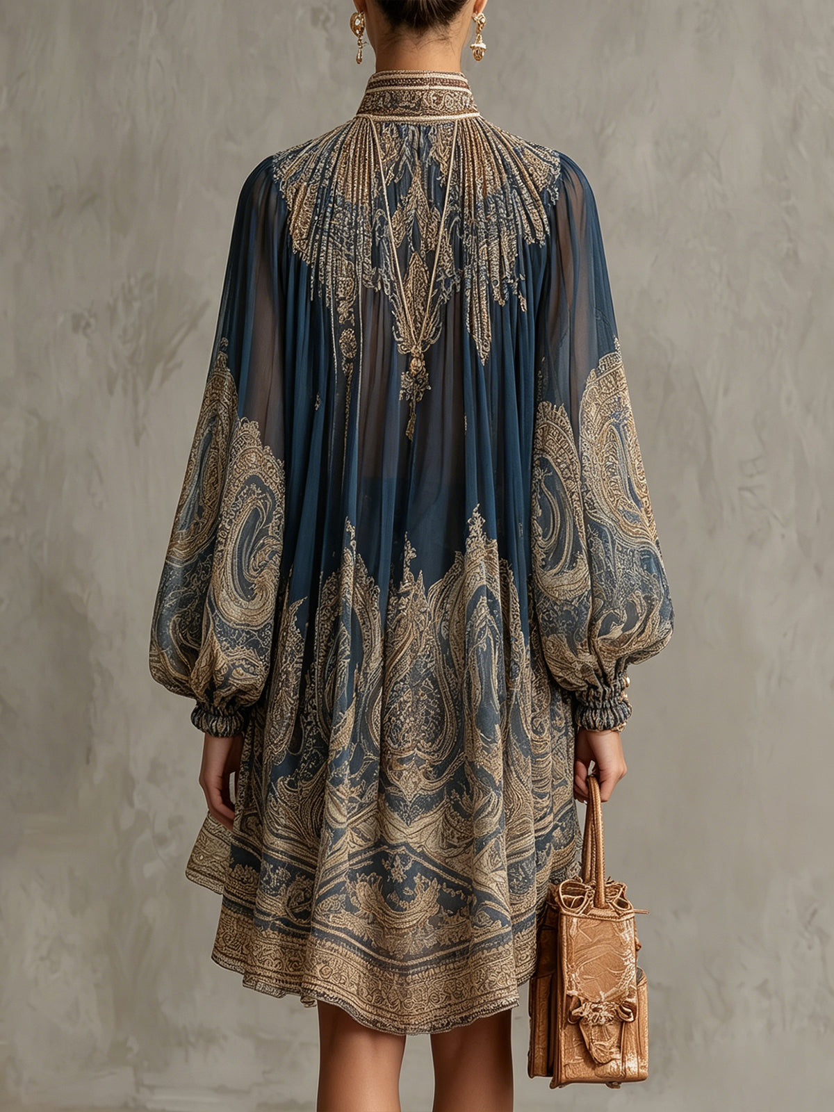 ARABELLA - ABITO CAPE CON STAMPA PAISLEY E COLLO ALTO