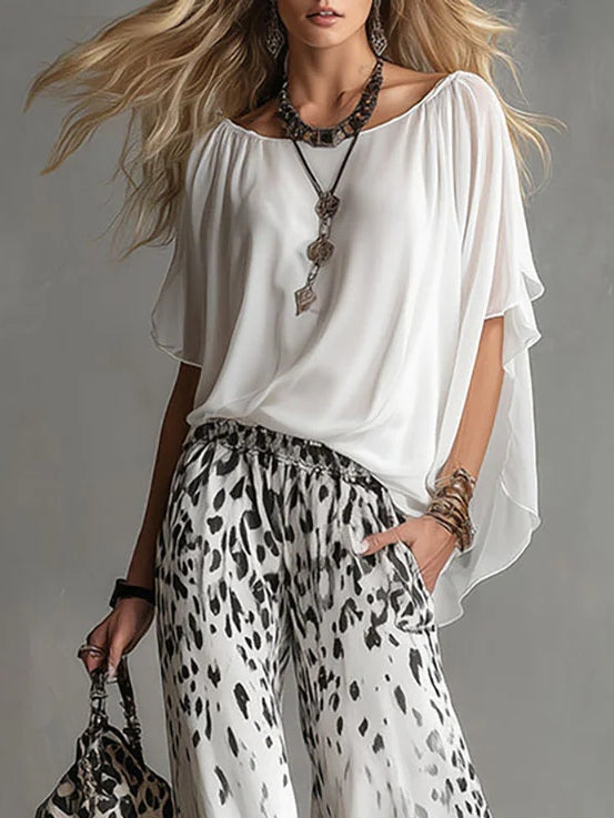 PENELOPE - COMPLETO BOHO CHIC CON TOP E PANTALONE ANIMALIER