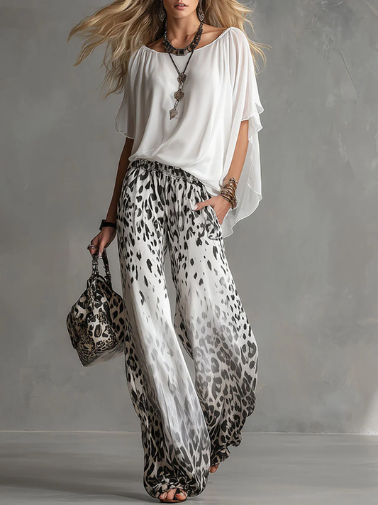 PENELOPE - COMPLETO BOHO CHIC CON TOP E PANTALONE ANIMALIER