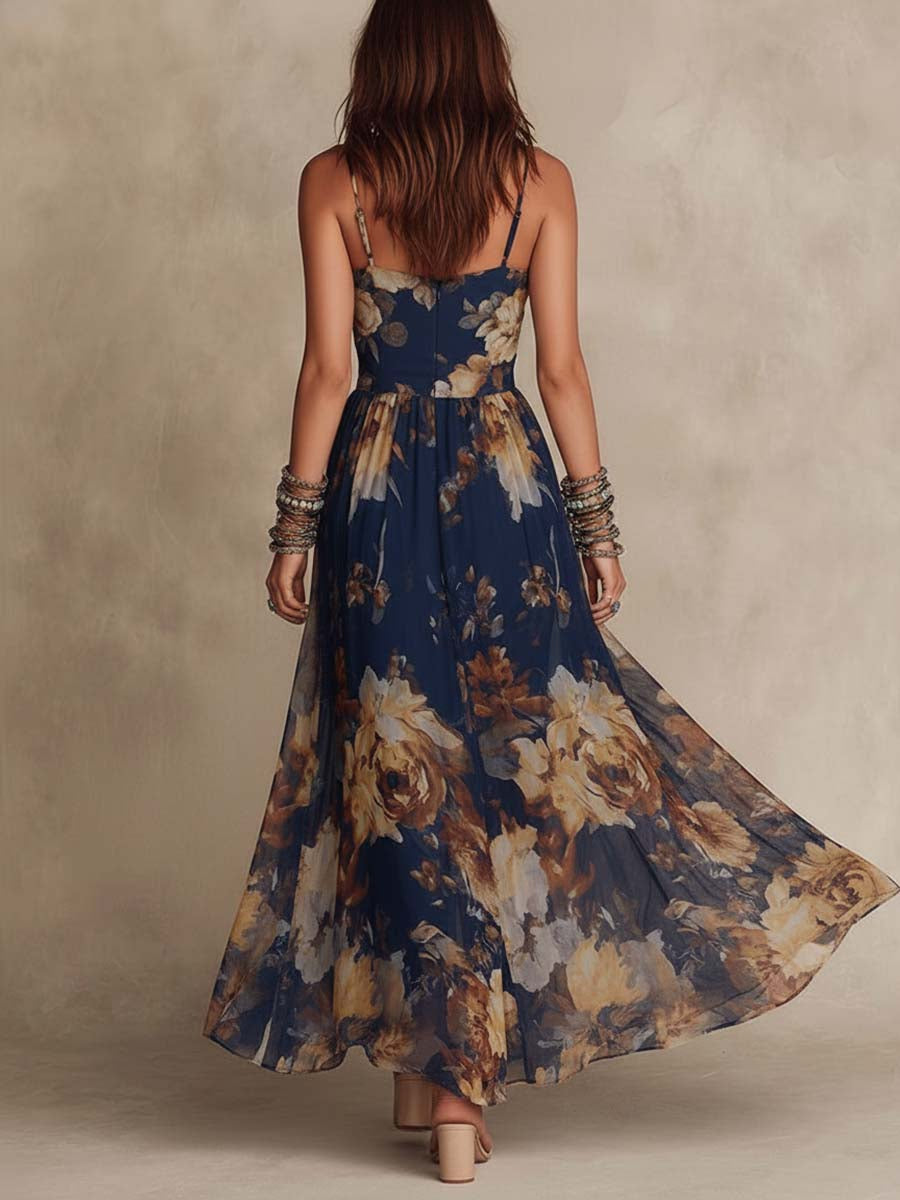 IMELDA - ABITO LUNGO BOHO ROMANTICO CON STAMPA FLOREALE