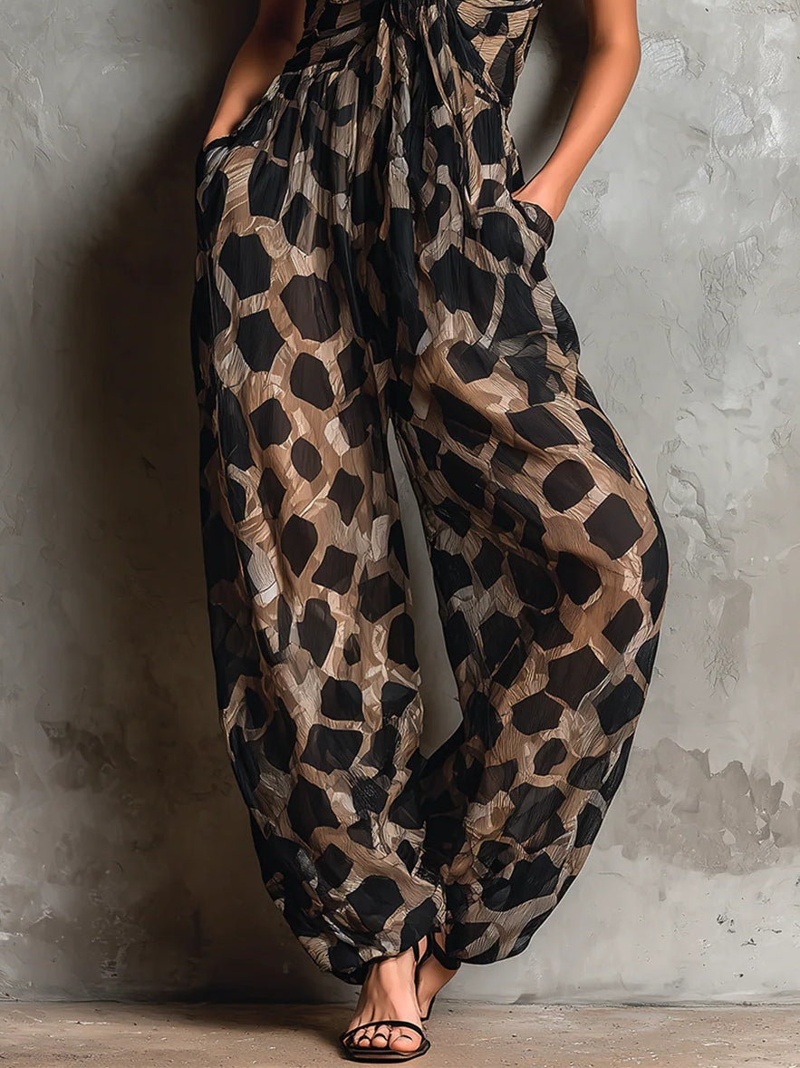 VERONICA - TUTA PALAZZO BOHO CON STAMPA ANIMALIER