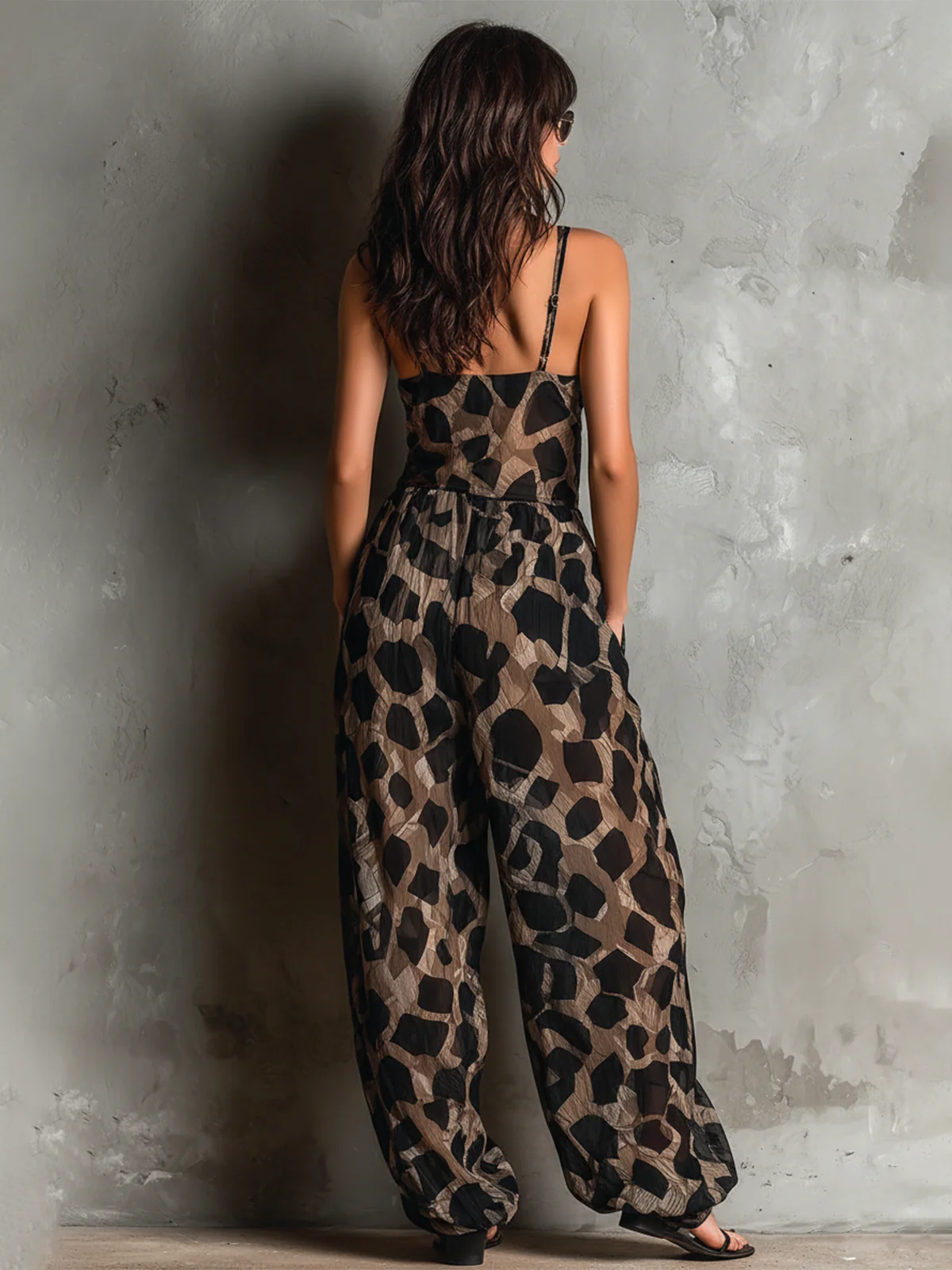 VERONICA - TUTA PALAZZO BOHO CON STAMPA ANIMALIER