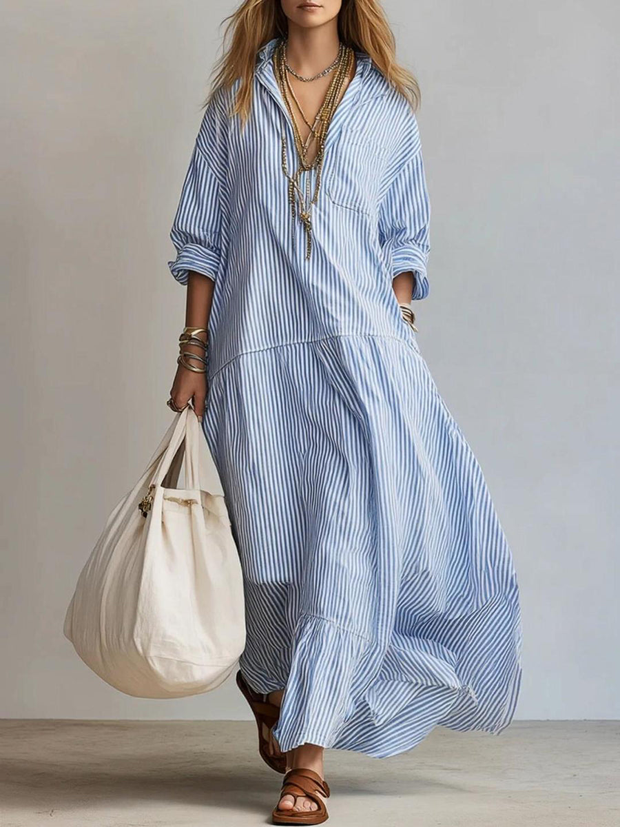 MARGHERITA - ABITO CAMICIA LUNGO A RIGHE