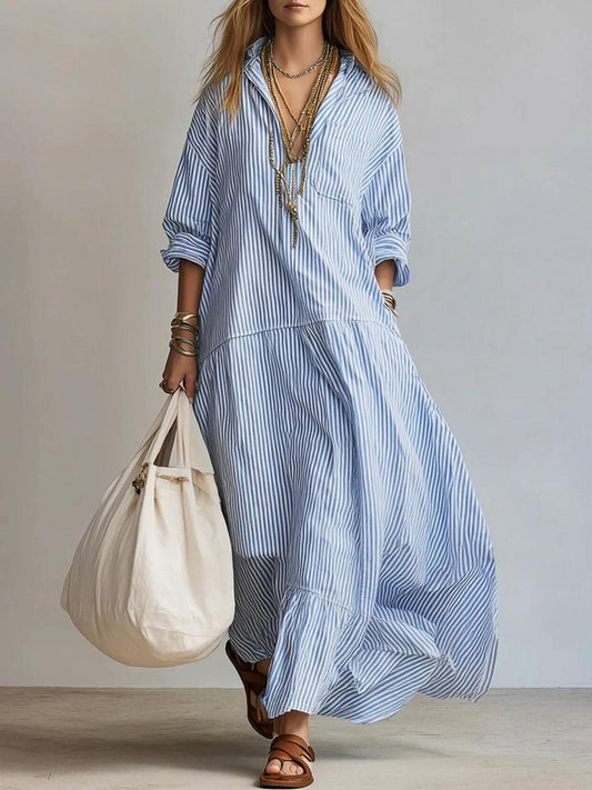 MARGHERITA - ABITO CAMICIA LUNGO A RIGHE