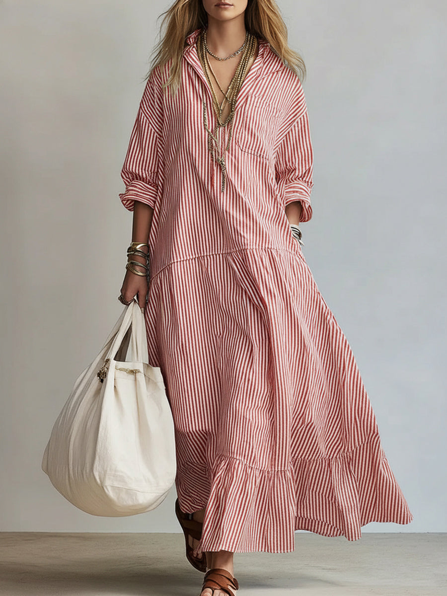 MARGHERITA - ABITO CAMICIA LUNGO A RIGHE