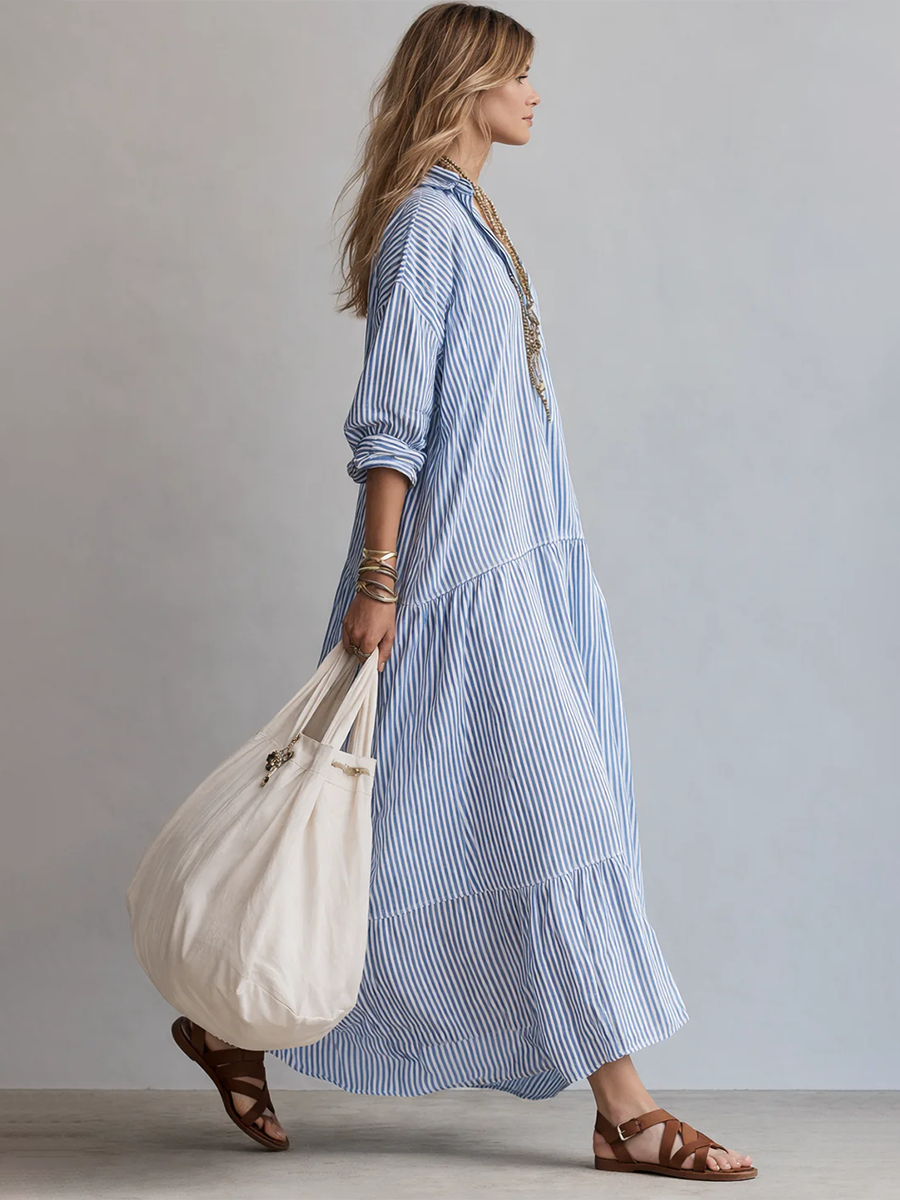 MARGHERITA - ABITO CAMICIA LUNGO A RIGHE